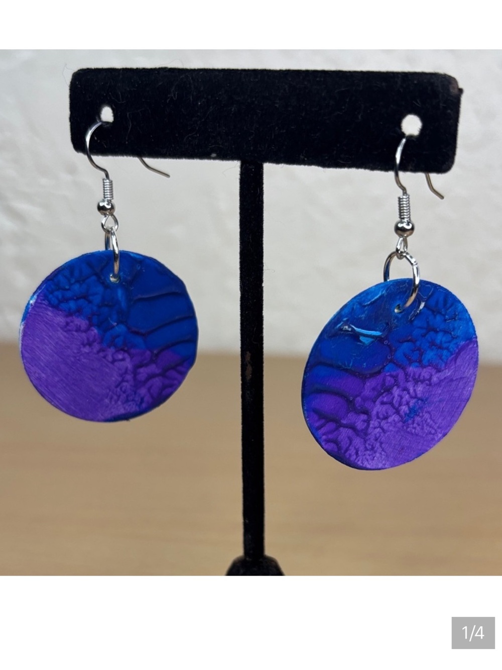 Blue and Purple earthy wooden Dangle Earrings